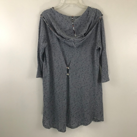 Puella Blue Striped Hooded 3/4 Sleeve Tunic Small - Picture 5 of 8